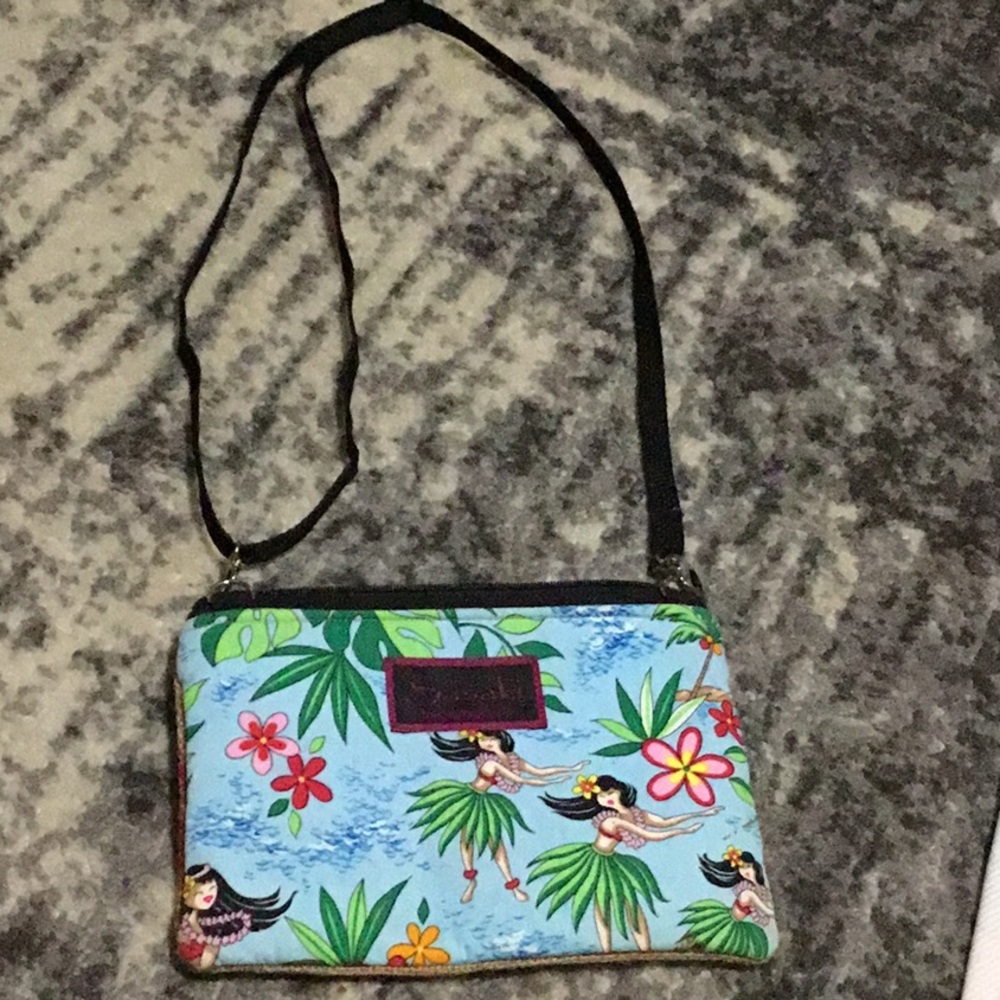 Sasaki Hawaiian Coffee burlap and cotton crossbody bag